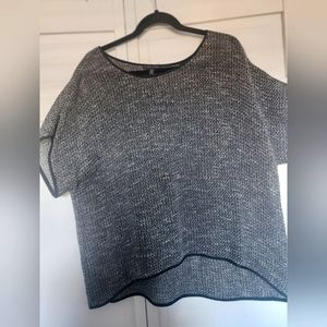 EILEEN FISHER black and white Linen Short Sleeve Top, XL